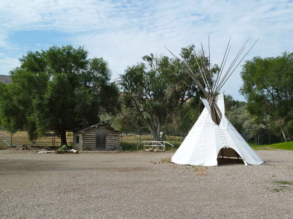 Fort Hall Replica, Tepee and Cabin outside the fort