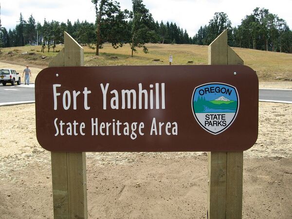 Fort Yamhill entrance sign, Aug 2006