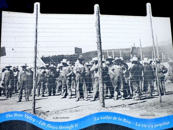 Castle Mountain Internment Camp circa 1915 from Interpretive Sign