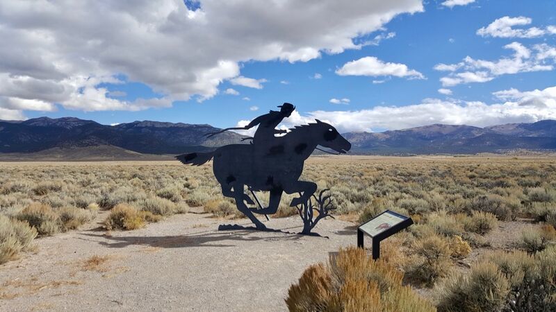 Schellbourne Pony Express Rider Depiction at the Rest Stop.