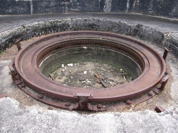 Old mounting ring for 12" mortar no. 2 in pit "B" of Battery Dearborn